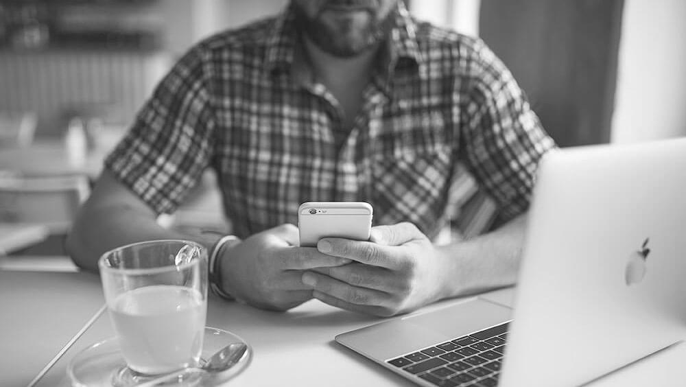 Man using smartphone